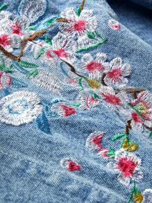 ROMWE Anime Men's Floral Pattern Long Sleeve Single-Breasted Casual Denim Jacket - Blue - View 6