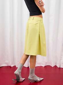 COUREZ Low Waist Longline Pleated Shorts /Y2K Fall Women Clothes Fall Clothes Casual Cute Elegant Vacaction  Autumn Back To School