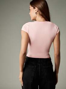 MISSGUIDED Cowgirl Dream Western Crop T Shirt With Leopard Bull Print And Cactus Design Baby Pink Fitted Short Sleeve Festival Casual Summer Top - Pink - View 2