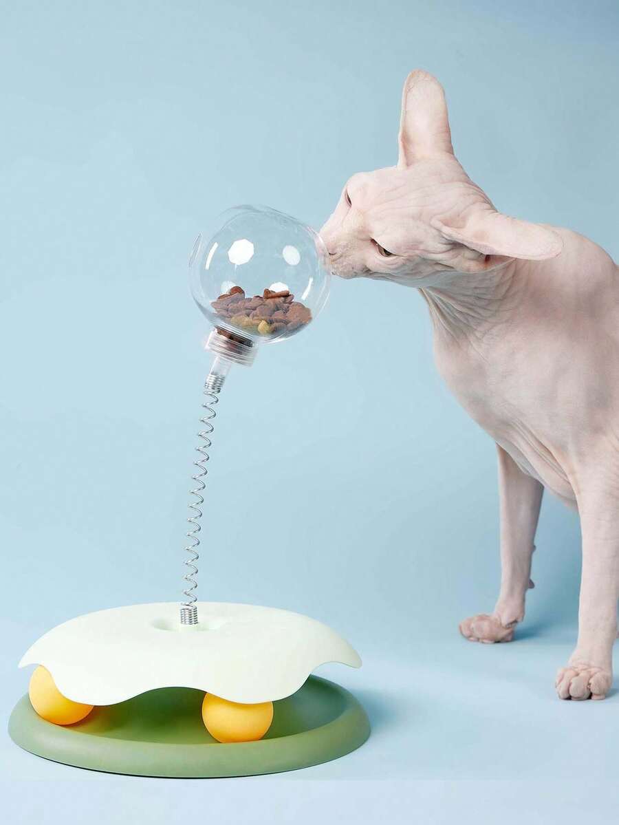 PETSIN 1 件装猫咪益智漏食球玩具旋转球互动自娱缓解小猫无聊玩具 - 彩色 - 查看 1