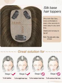 Postizos para el cabello de mujeres, cabello humano real de 6 pulgadas, 150% de densidad, base de seda, piezas de cabello con clip para uso diario en cabello fino - S6 - Ver 3