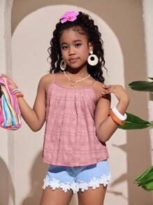 SHEIN Tween Girls' Casual Solid Color Camisole