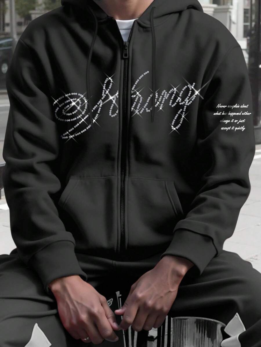 Manfinity EMRG 男士连帽抽绳休闲宽松拉链运动衫