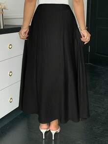 Dazy Plus 纯色系带口袋直筒长裙，夏季 - 黑色 - 查看 2