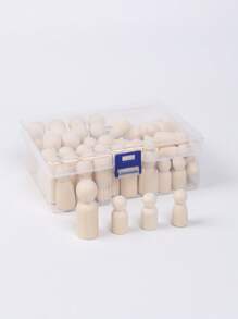 SHEIN 50pcs Unfinished Wooden Dolls, Peg People Doll Bodies Wooden Figures, Decorative Peg Doll People For Kids DIY Art Craft, Painting, Peg Game, Home Party Decor, Assorted Shapes And Sizes