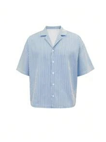 Manfinity Dauomo Men's Striped Short Sleeve Single-Breasted Casual/Business Shirt