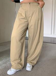 Dazy Plus 加大码宽松纯色灯笼裤，带抽绳下摆，街头风格设计，适合所有季节秋季
