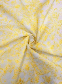 SHEIN LUNE Women's Casual Bow Print Tie Back Mini Dress With Flutter Sleeves - Yellow - View 10