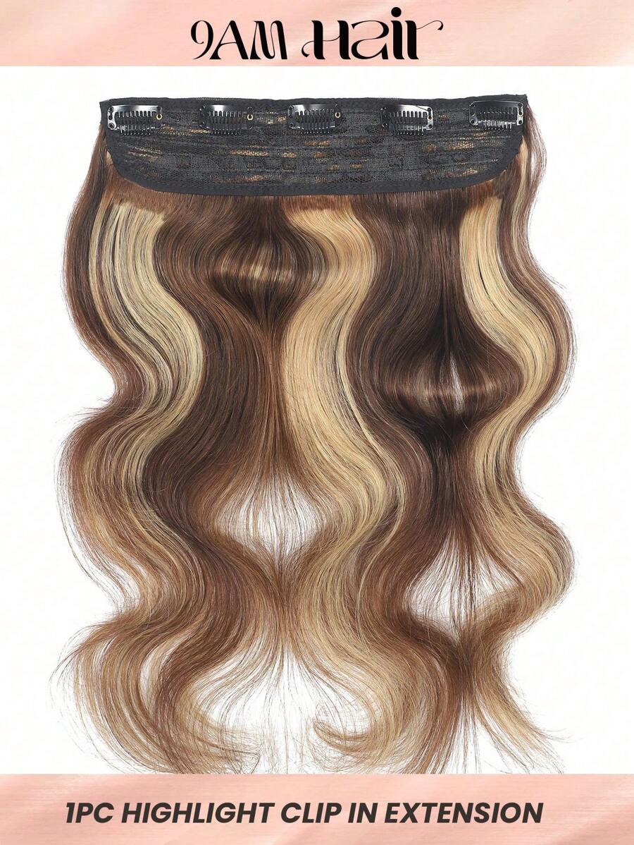 亮点夹式接发一体 5 夹雷米真人发金色混合棕色波浪人发假发夹发饰 - SP4/27 - 查看 1