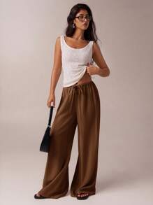 SHEIN Forever 21 秋冬 万圣节 圣诞节 新年 外出 毕业舞会 优雅 正式 奢华 时尚 商务休闲 生日/办公室服装/乡村 音乐会/俱乐部服装 性感/西部/工作服/街头服饰/复古/节日/鸡尾酒/锐舞/舞会/夏威夷/机场/搞笑/基本款/早午餐服装/2000 年代风格/紧身/老钱风格/教堂/返校节/优雅/派对/端庄/约会之夜/秋季/冬季/低腰宽松/阔腿/直筒/海军蓝裤子 - 鏽棕色 - 查看 5