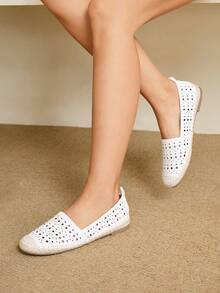 Styleloop Women's Flat Woven Shoes, Bohemian Style, Suitable For Summer Outfits - White - View 7