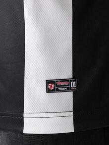 PLAYBOY X SUMWON 常规版型黑白条纹图案复古风格运动衫短袖休闲街头学院风运动 T 恤 - 黑與白 - 查看 5