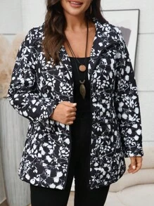 EMERY ROSE Chaqueta con estampado floral de talla grande, moda de invierno