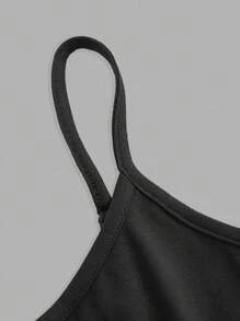 SHEIN EZwear 2 件女士黑色紧身休闲吊带背心，适合夏季 - 黑色 - 查看 4