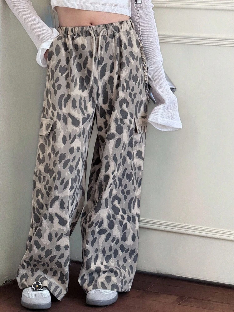 Girls' Leopard Print Pants, Autumn