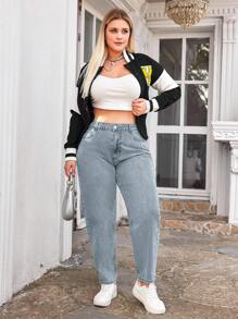 EURMUSE 100%纯棉大码锥形休闲牛仔裤 - 淺藍色 - 查看 3