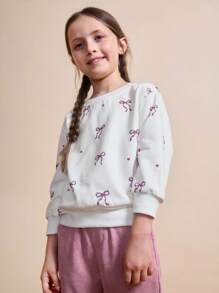 Maija Kids Maija Kids 女童蝴蝶结爱心图案圆领长袖卫衣，秋季款 - 彩色 - 查看 7
