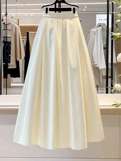 Franclia 休闲百搭纯色A字褶皱女式半身裙