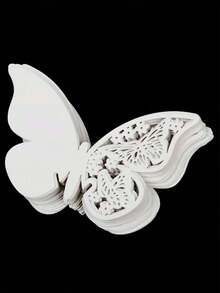 SHEIN 10pcs/20pcs/50pcs Butterfly Cup Cards, Hollow Out Wedding Party Decor Paper Cards, Purple Butterfly Wall Sticker Table Place Cards, Suitable For Gifts, Baptism, Wedding Box - Adorable Party Decorations And Guest Favors - White - View 2