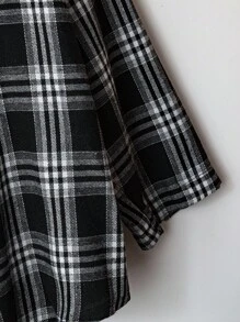 Linhara Plus Size Women's Casual Retro Hooded Plaid Contrast Color Shacket, Versatile Minimalist, Comfortable, Early Autumn Outerwear Fall Winter Cloth For Women