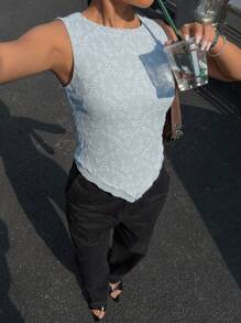 Siren Gaze Women's Solid Color Double Layer Lace Sleeveless Camisole Top Summer Casual