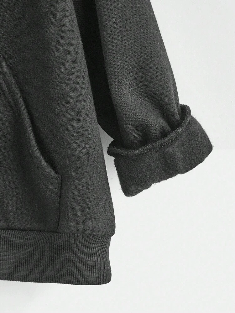 Tween Boy Pocket Drop Shoulder Sweatshirt, Casual Suitable For Spring/Autumn Daily Wear