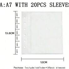 A5/A7 PU-pärm, samlarbok med 20 st. ärmar, 7,5 cm, ringvykortsorganisatör - vit rosa, skolmaterial, tillbaka till skolan - Vitt - Visa 9