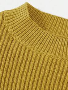 SHEIN Young Girl Colorblock Heart Jacquard Sweater & Knit Pants Set,In Fall/Winter - Yellow - View 10