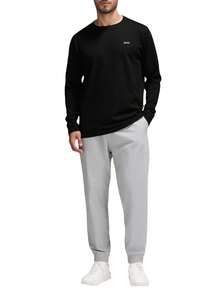 Hugo Boss Áo thun nam cổ tròn dài tay thường ngày, đa năng - 001 Đen - Xem 3