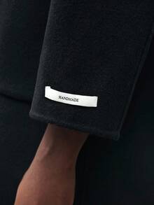 Maija Wool Material Women's Solid Color Lapel NeckLong Sleeve Double-Breasted Casual Overcoat Modern Urban Casual Fashion Business Casual Women's Office Wear Low-Key Old Money Style Effortless Temperament High-End Urban Commuting High-Quality Airport Women's Wear High-End Material In Fall/Winter Low-Key And Durable Basic Style, All-Match And Suitable For Everyone, Street Fashion Wear, Coffee Shop Wear, Relaxed Wear All-Season - Black - View 7