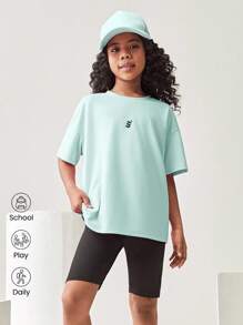 JNSQ Ensemble t-shirt à manches courtes et shorts décontractés et sportifs minimalistes pour préadolescentes