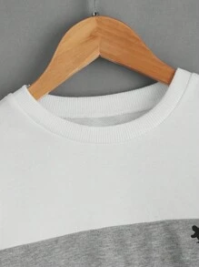 Cậu bé Tween Khối màu In Khủng long Áo nỉ - trắng - Xem 3