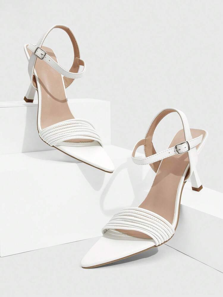 CUCCOO SZL Women's Fashionable White Elegant High Heel Sandals