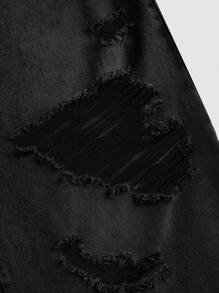 SHEIN MOD Plus Size Women's Casual Loose Fit Distressed Wide Leg Jeans, Blue,Fall Clothes For Women Black Ripped Jeans Oversized Jeans Baggy Black Jeans Loose Jeans Ripped Baggy Jeans