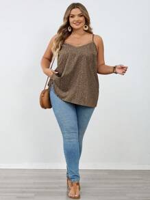 SHEIN CURVE+ Quần áo hai dây ren tương phản họa tiết da báo cỡ lớn cho nữ, mùa đông, đường cong cỡ lớn/mùa thu/mùa đông - Nhiều màu - Xem 7