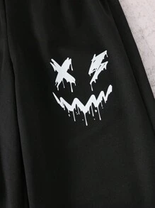 PAVTROS Costume de survêtement imprimé drôle dans le style décontracté universitaire pour adolescents garçons, convenant pour l'école, les sorties décontractées, les sports - Noir - Voir 3