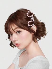 ROMWE Kawaii Bộ 2 kẹp tóc đính đá hình trái tim và ngôi sao lấp lánh màu hồng chất lượng cao dễ thương và đơn giản, thích hợp để đeo hàng ngày, làm quà tặng cho bé gái - Hồng - Xem 4