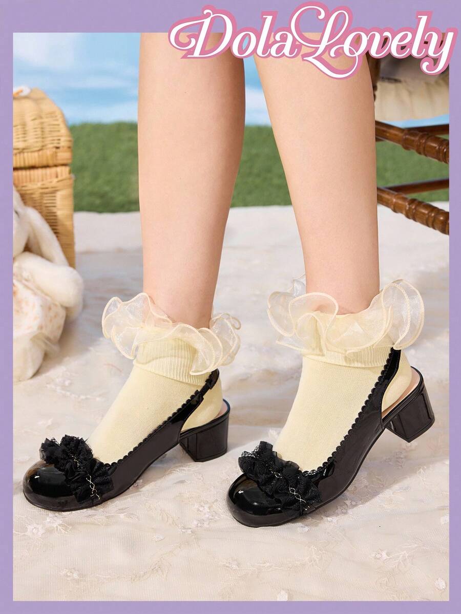 Dola Lovely Zapatos de tacón alto con estilo Lolita elegante, color negro clásico, versátil para Halloween y Navidad - Negro - Ver 1