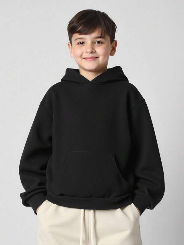 SHEIN Tween Boys Casual Pocket Long Sleeve Top, Spring/Autumn