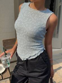 Siren Gaze Women's Solid Color Double Layer Lace Sleeveless Camisole Top Summer Casual