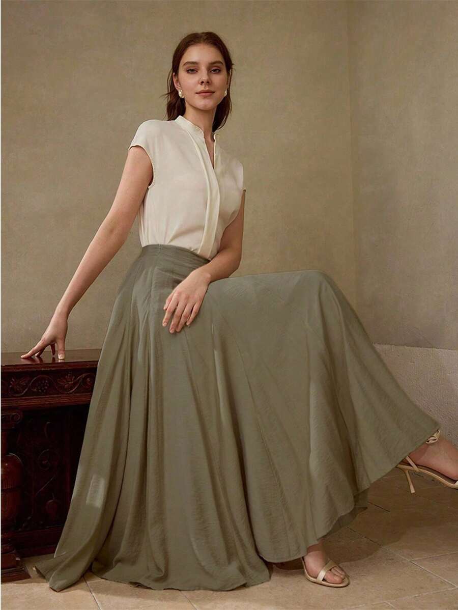 MOTF PREMIUM FOLD PLEATED FLOWY SKIRT - Army Green - View 1