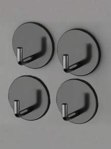4-Pcs Hook For Kitchen, Bathroom, Clothes And Hats, Right Angle Wall Hanging, Round Bottom, Nail Free Hook