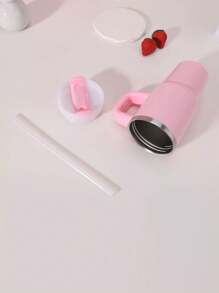 1 件 14 盎司带手柄和吸管的玻璃杯，不锈钢双层隔热杯，适用于玻璃杯热压升华烤箱打印、节日礼物、户外运动、旅行露营 - 彩色 - 查看 16