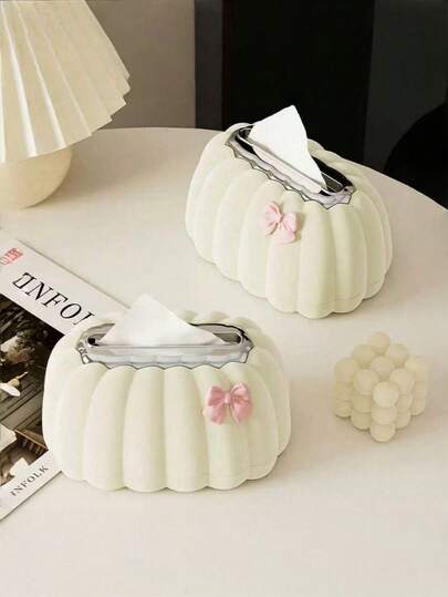 SHEIN 1pc Pumpkin Shaped Tissue Box Holder With Spring, Desktop Tissue Paper Rack, Decorative Tissue Box For Home Kitchen Bedroom Living Room Dining Room, Creative Tissue Storage Box, Home Decor Home Bathroom Decor Bathroom Organizer Summer Home Creative Paper Box Office Living Room