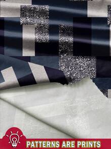 EMERY ROSE Plus Size Plaid Print Round Neck Short Sleeve Long T-Shirt, Suitable For Summer - White - View 3