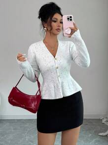 Rafferiza Nuevo cárdigan versátil de estilo coreano suave para mujer, otoño - Blanco - Ver 3