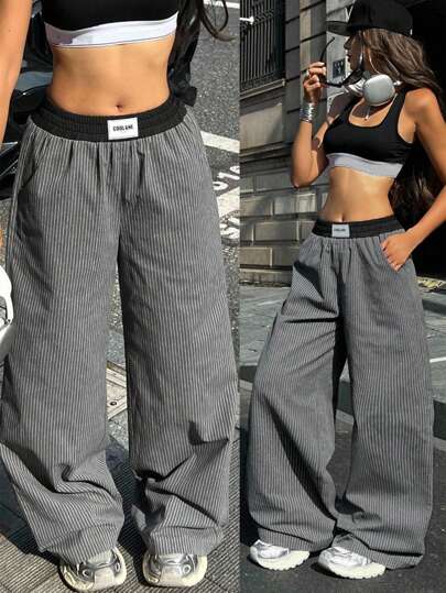 Coolane 女士夏季演唱会街头风 Y2K 复古外出灰色阔腿裤