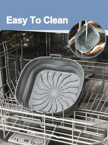 SHEIN Basic living 1pc Silicone Air Fryer Pot Liner Air Fryer Kitchen Air Fryer Liners Air Fryer Paper Airfryer Air Frier - Grey - View 9