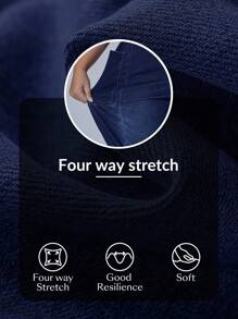 Flexra 大码夏季休闲水洗抽绳腰牛仔裤 - 藍色 - 查看 7