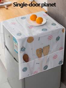 SHEIN 1 件冰箱防尘罩，多功能防水收纳挂袋防尘布，家用冰箱洗衣机罩顶盖，造型简约时尚，高档面料，色彩雅致，多用途罩子，防水防污，两侧口袋设计，适用于返校、办公室、家居、旅行、包包、整理器、收纳 - 白色 - 查看 4